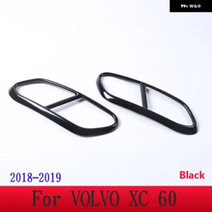 ボルボ XC60 S60 XC90 S90 V90 ステンレス テールマフラーマフラー出力カバー 装飾 カバー カーアクセサリー - For XC60 18-19 Black