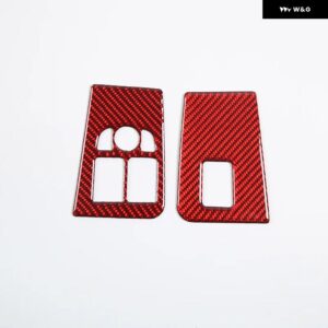 ジャガー F タイプ 2013-2022 ソフトカーボン窓ガラスリフト ボタン 装飾 ステッカー カーアクセサリー - Red carbon fibre
