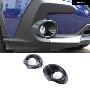 スバル CROSSTREK 2023 2024 ABS カーボンフロントとリア フォグランプ 装飾 フレーム ステッカー ACCESSRORIE - front