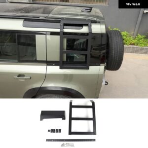 ランドローバー ディフェンダー 90 110 130 2020-2024 カー スタイリング ステンレス 黒サイドはしご車 外装 アクセサリー - Left
