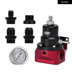 BMW AN10 EFI 燃料圧力レギュレーター 0-160PSI ゲージ -10AN 10/10/6 インレット E30 M20 6CY用リターンポート ステッカー 付き - black,Red