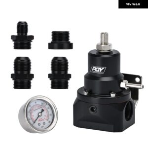 BMW AN10 EFI 燃料圧力レギュレーター 0-160PSI ゲージ -10AN 10/10/6 インレット E30 M20 6CY用リターンポート ステッカー 付き - black