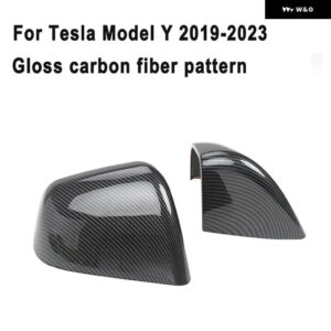 テスラ 外装 バック ミラー サイド ミラー ハウジング カバー キャップシェル モデル3 Y 2017-2023 グロスマットブラックカーボンパ - Y Gloss Carbon