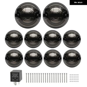 ランドローバー LED 信号ランプセット ディフェンダー/ディフェンダー 90/110 1983-2019 フォグランプ ストップ ブレーキ リバース ライト ウィンカー - Smoked Black lens