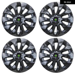 テスラ 4個 20インチ ハブキャップ モデルY ホイールハブカバー キャップリムカバー 車両車 外装 タイヤ 装飾 - Carbon Pattern