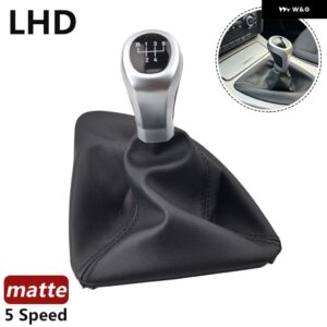 BMW LHD RHD 5/6スピード マニュアル レザー シフト ギアノブ レバー ゲイター ブーツ カバー 1シリーズ E81 E87 E87LCI E88 E82 - LHD 5R-Silver