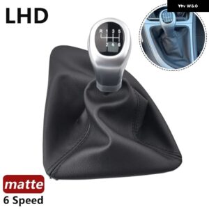 BMW LHD RHD 5/6スピード マニュアル レザー シフト ギアノブ レバー ゲイター ブーツ カバー 1シリーズ E81 E87 E87LCI E88 E82 - LHD 6R-Silver