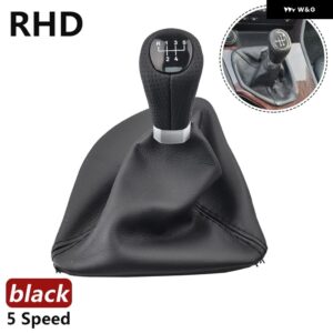 BMW LHD RHD 5/6スピード マニュアル レザー シフト ギアノブ レバー ゲイター ブーツ カバー 1シリーズ E81 E87 E87LCI E88 E82 - RHD 5R-Black