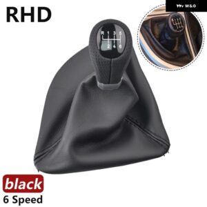 BMW LHD RHD 5/6スピード マニュアル レザー シフト ギアノブ レバー ゲイター ブーツ カバー 1シリーズ E81 E87 E87LCI E88 E82 - RHD 6R-Black