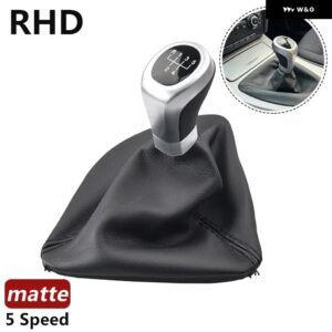 BMW LHD RHD 5/6スピード マニュアル レザー シフト ギアノブ レバー ゲイター ブーツ カバー 1シリーズ E81 E87 E87LCI E88 E82 - RHD 5R-Silver