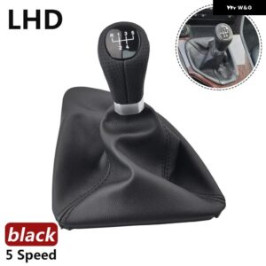 BMW LHD RHD 5/6スピード マニュアル レザー シフト ギアノブ レバー ゲイター ブーツ カバー 1シリーズ E81 E87 E87LCI E88 E82 - LHD 5R-Black