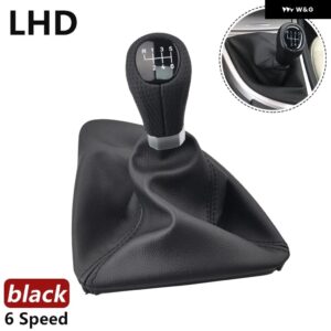 BMW LHD RHD 5/6スピード マニュアル レザー シフト ギアノブ レバー ゲイター ブーツ カバー 1シリーズ E81 E87 E87LCI E88 E82 - LHD 6R-Black