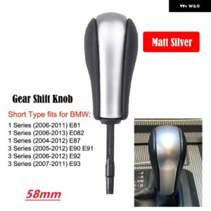 BMW 品質 ギア シフト ノブ E39 E46 E53 E60 E61 E63 E64 E83 E81 E82 E87 E90 E91 E92 E93 自動 スタイリング - Matt Silver-Short