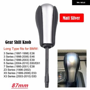 BMW 品質 ギア シフト ノブ E39 E46 E53 E60 E61 E63 E64 E83 E81 E82 E87 E90 E91 E92 E93 自動 スタイリング - Matt Silver-Long
