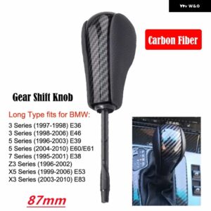 BMW 品質 ギア シフト ノブ E39 E46 E53 E60 E61 E63 E64 E83 E81 E82 E87 E90 E91 E92 E93 自動 スタイリング - Carbon fiber-Long