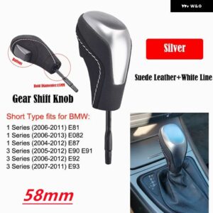 BMW ギアスティック シフト ノブレバー ハンスボール E39 E46 E53 E60 E61 E63 E64 E83 E81 E82 E87 E90 E91 E92 E93 - Silver-suede-Short