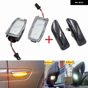 ボルボ LED シーケンシャル ウインカー サイド マーカー ウィンカー ランプ アンバー S60 S80 V70 XC70 XC90 MK1 アンダーサイドミラー パドルライト - Smoked Set