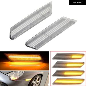 ポルシェ 2個 987 ケイマン ボクスター 911 997 カレラ ターボ GT3 GT2 ダイナミック LED サイド マーカー ウィンカー ウ - Dynamic Crystal
