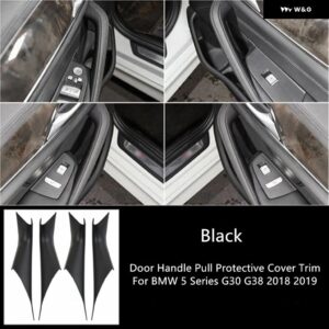 BMW インテリア ドア パネル グラブハンドルカバー カーボン アームレスト トリム 5シリーズ G30 G38 2018-2021 スタイリング - black set