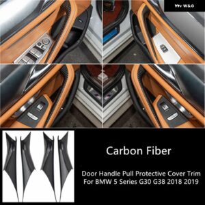 BMW インテリア ドア パネル グラブハンドルカバー カーボン アームレスト トリム 5シリーズ G30 G38 2018-2021 スタイリング - Carbon Fiber Set