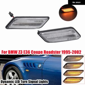 BMW 2個 ダイナミック LED ウィンカーライト E36 Z3 クーペ/ロードスター 34366 サイドマーカーランプ - Dynamic Crystal
