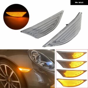 ポルシェ 2個 ダイナミック LED フロントサイドマーカー ウィンカーランプ 991 911 カレラ 981 982シリーズ 718 ケイマン ボ - Dynamic Crystal