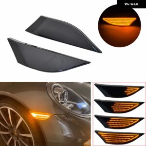ポルシェ 2個 ダイナミック LED フロントサイドマーカー ウィンカーランプ 991 911 カレラ 981 982シリーズ 718 ケイマン ボ - Dynamic Smoked