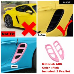ポルシェ エンジン サイドボディエアフローフェンダーインテークフード ボンネット ベントカバー トリム 718 ケイマンボクスター 2017 - 2 - Pink