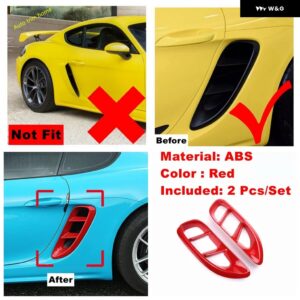 ポルシェ エンジン サイドボディエアフローフェンダーインテークフード ボンネット ベントカバー トリム 718 ケイマンボクスター 2017 - 2 - Red