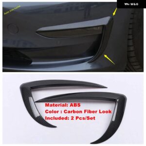 テスラ フロントリア フォグランプ ライト 装飾 カバー トリム モデル3 2018 - 2021 ブラック/ABS クローム/カーボンルック - Model E