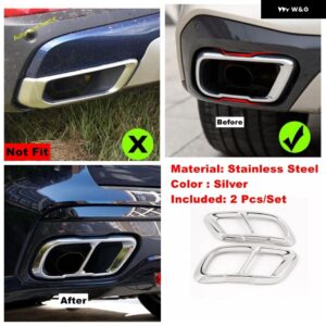 BMW テールバックマフラーチップ パイプ プロテクター 装飾 フレーム カバー トリム X5 G05 X6 G06 X7 G07 2019 - 2022 カーアクセサリー - Silver