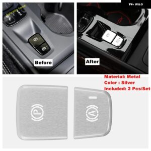 ボルボ 電動ハンドブレーキハンドブレーキ パーキング ボタン 装飾 パネル カバー トリム XC40 2018-2024 カーアクセサリー - Silver