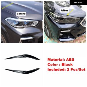 BMW ABS カーボンフロント ヘッドライト ランプ アイブロウ 装飾 パネル カバー トリム X5 G05 2019 - 2024 カーアクセサリー - black