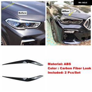 BMW ABS カーボンフロント ヘッドライト ランプ アイブロウ 装飾 パネル カバー トリム X5 G05 2019 - 2024 カーアクセサリー - Carbon Fiber Look