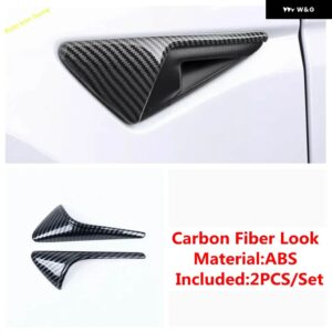 テスラ ABS カーボン カメラ プロテクター リーフボード 装飾 サメエラ パネル カバー トリム モデル3 2024+カーアクセサリー - Carbon Fiber Look