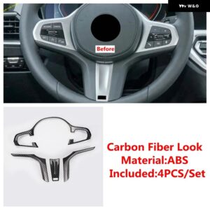 BMW ABS カーボン ステアリングホイール 装飾 フレーム カバー トリム 3 4 5 6シリーズ G20 G30 G01 G05 X3 X4 X5 X6 2019 - 2023 アクセサリー - model　c