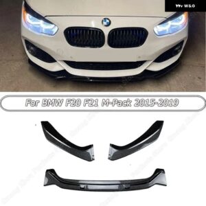 BMW グロスブラック/カーボンルック 車フロントバンパー リップスプリッター スポイラー 1シリーズ F20 F21 Mパック M118I M120I M135I M140I 2012-2019 - Carbon　Look2015-2019