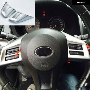 スバル XV CROSSTREK 2012-15 ステアリングホイール ボタン スイッチ フレーム カバー ステッカー スタイリング 2個 AB - Matte Silver