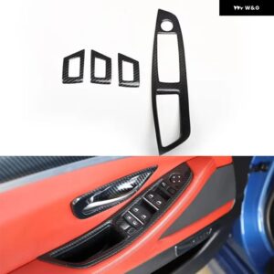 BMW M5 2012 2013 2014 左ハンドル ドア アームレスト ウィンドウリフト スイッチ パネル カバー トリム ABS スタイリング 4ピース - carbon　fiber　black