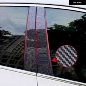 BMW カーボン 窓ドアコラム BC ピラー ポストカバー トリム E46 3シリーズ セダン 1995-2004 ミラー 効果PC ステッカー - Carbon fibre