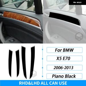BMW X5 E70 2006-2013 ピアノブラックドア パネル 装飾ストリップスタートストップスイッチカバー スーツ インテリア ACCESSORIERS ステッカー - 4 PCS
