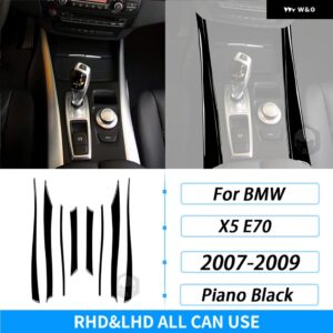 BMW X5 E70 2006-2013 ピアノブラックドア パネル 装飾ストリップスタートストップスイッチカバー スーツ インテリア ACCESSORIERS ステッカー - 8 pcs