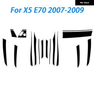 BMW X5 E70 2006-2013 ピアノブラックドア パネル 装飾ストリップスタートストップスイッチカバー スーツ インテリア ACCESSORIERS ステッカー - 19 Pcs LHD