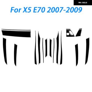 BMW X5 E70 2006-2013 ピアノブラックドア パネル 装飾ストリップスタートストップスイッチカバー スーツ インテリア ACCESSORIERS ステッカー - 19 Pcs RHD