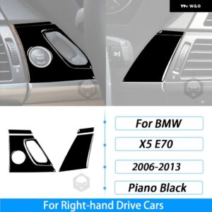 BMW X5 E70 2006-2013 ピアノブラックドア パネル 装飾ストリップスタートストップスイッチカバー スーツ インテリア ACCESSORIERS ステッカー - 5 pcs