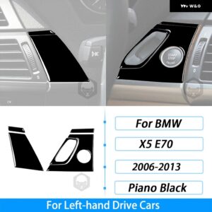 BMW X5 E70 2006-2013 ピアノブラックドア パネル 装飾ストリップスタートストップスイッチカバー スーツ インテリア ACCESSORIERS ステッカー - 5 Pcs2