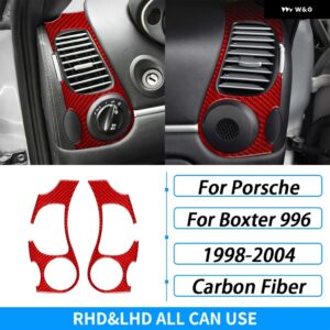ポルシェ ボクスター 996 1998-2004 レッドカーボンセンター コンソール ギア シフト エア アウトレット トリム セットカー インテリ - 1