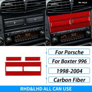 ポルシェ ボクスター 996 1998-2004 レッドカーボンセンター コンソール ギア シフト エア アウトレット トリム セットカー インテリ - 3