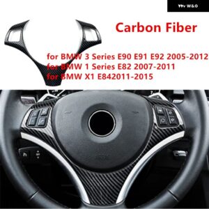 BMW 3 1シリーズ E82 E87 2005-2011 E84 X1 2009 カーボン ステアリングホイール 装飾 フレーム モールド ステッカー アクセサリー - Carbon Fiber