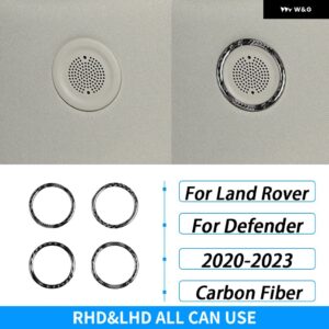 ランドローバー ディフェンダー 2020-2023 カーボンルーフ スピーカー パネル 装飾リング車内装飾アクセサリー ステッカー - Black Carbon Fiber